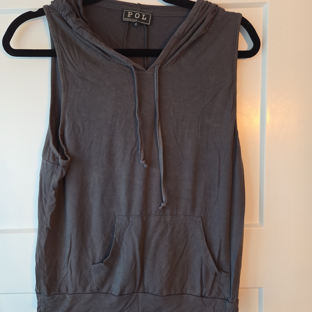 POL Gray Sleeveless Hoodie Relaxed Fit